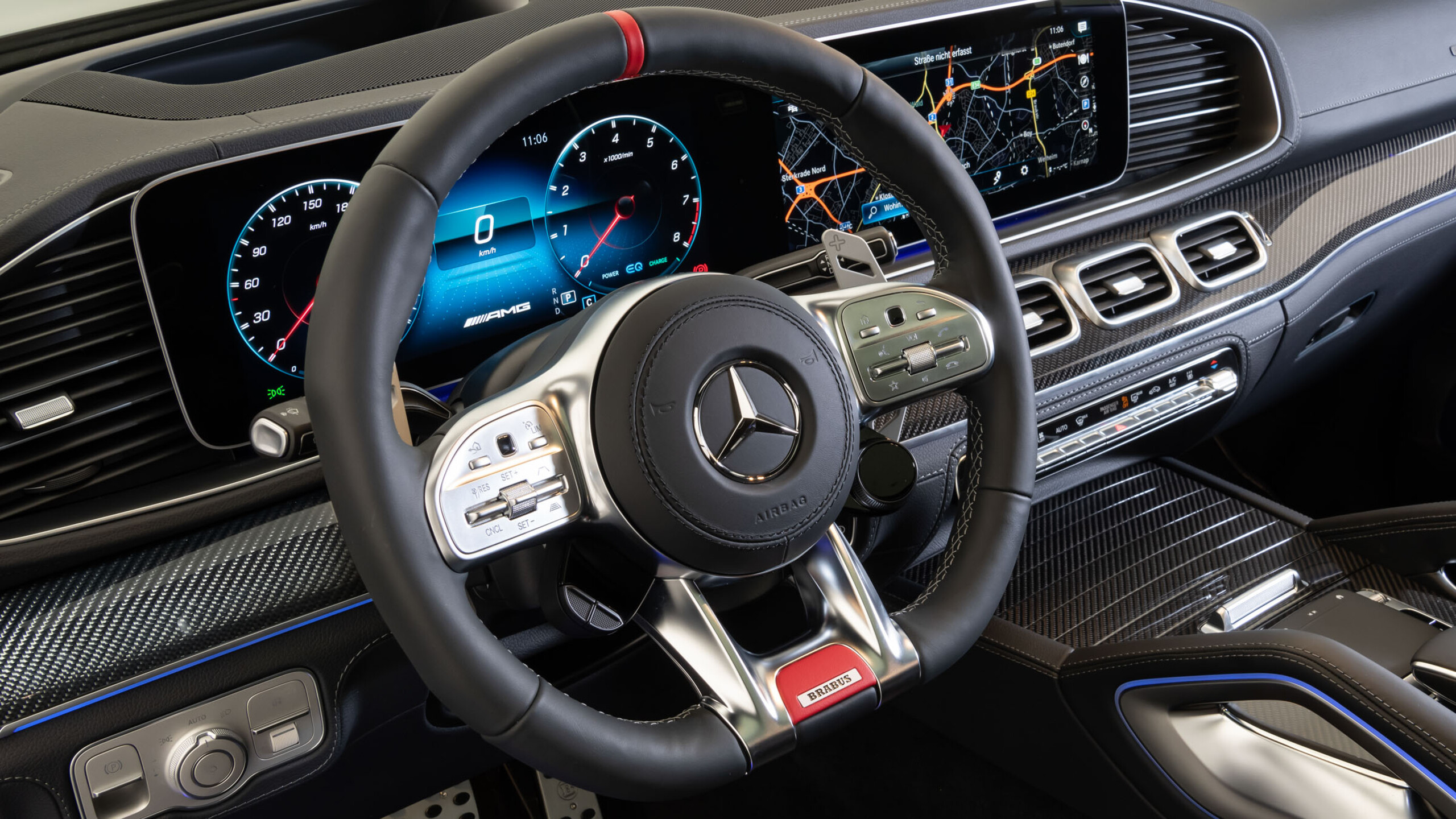 Leather steering wheel impact absorber for Mercedes – X 167 – AMG Line