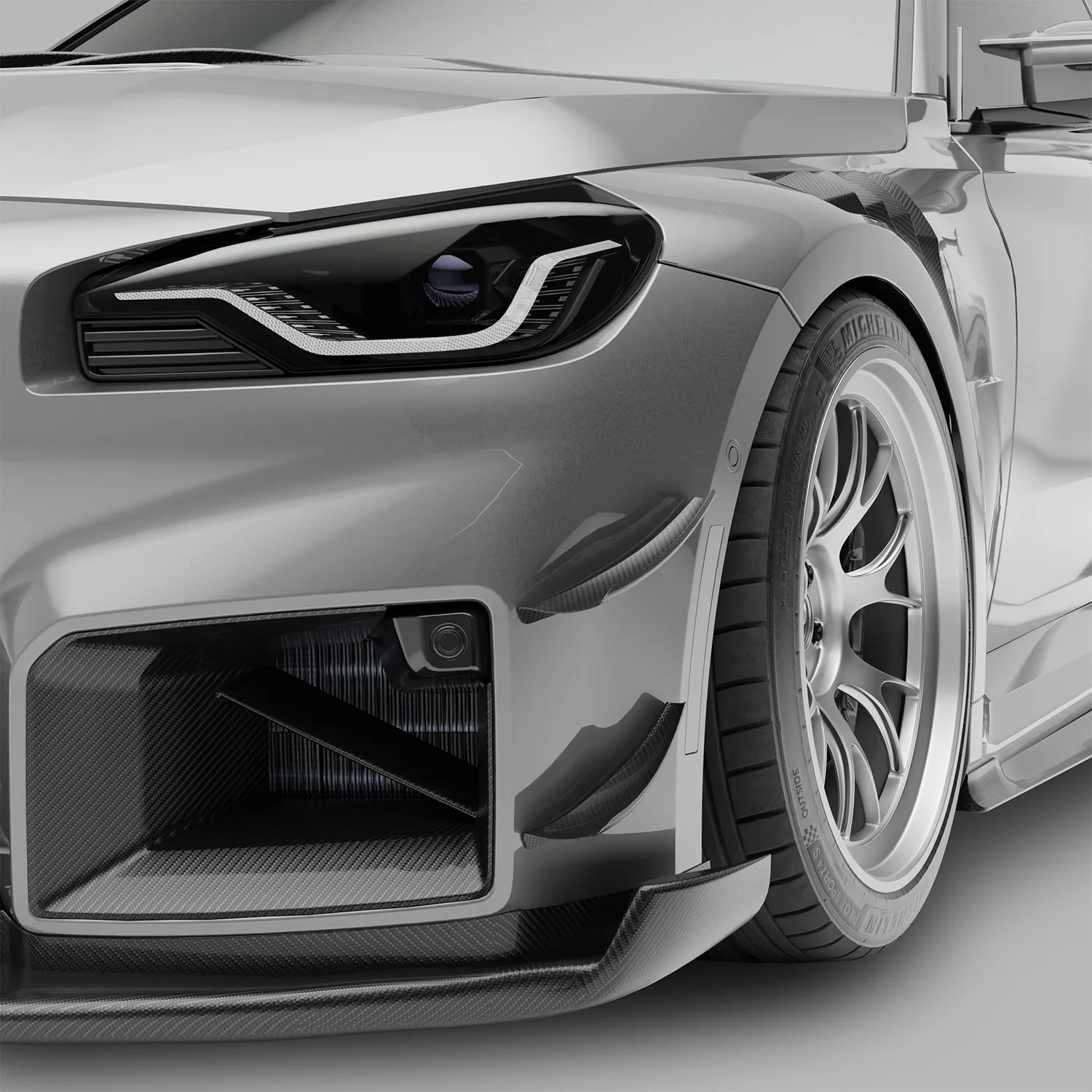 Carbon Fiber Front Bumper Canards for BMW G87 M2 - Image 1