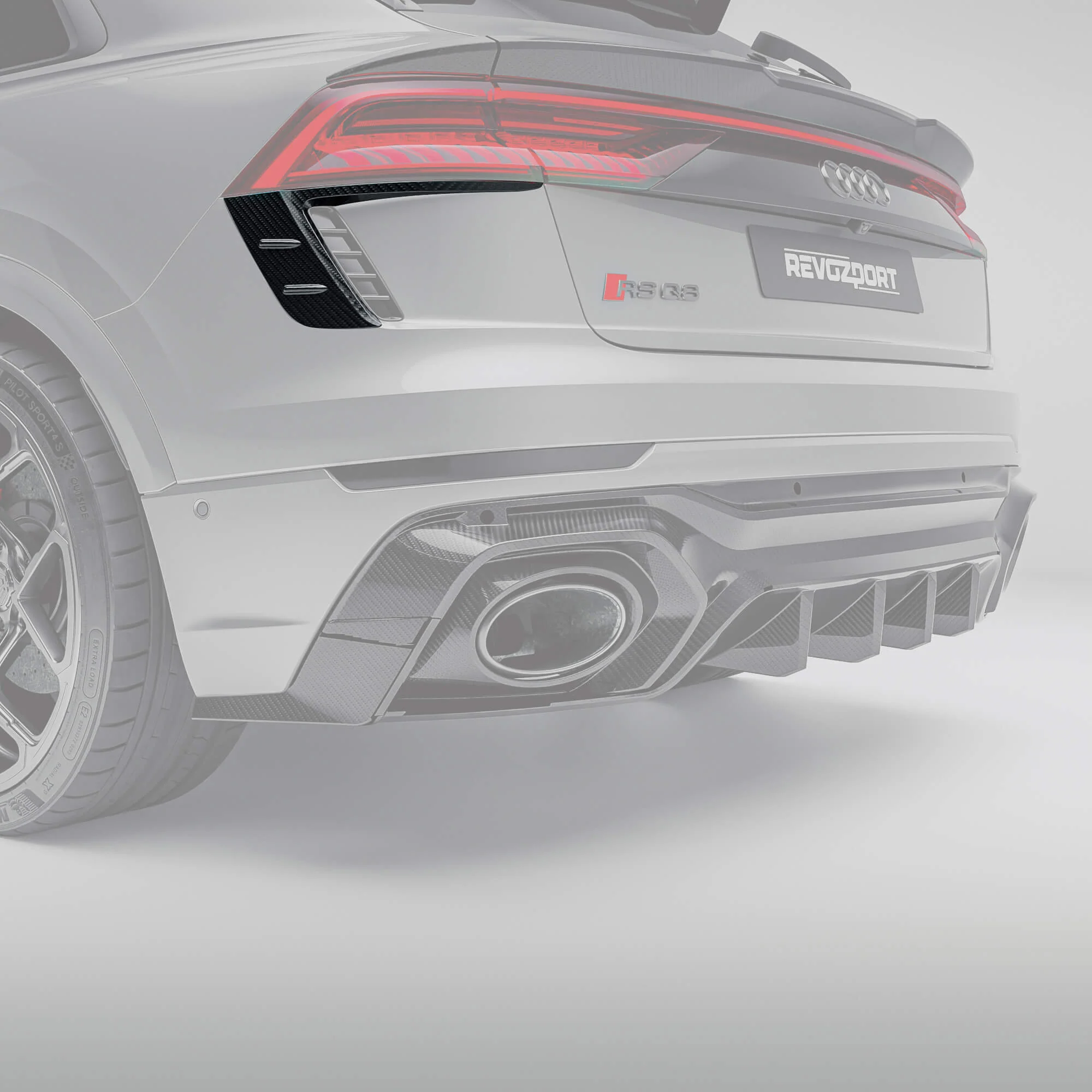 Carbon Fiber Rear Bumper Canards for Audi RSQ8 - Image 1